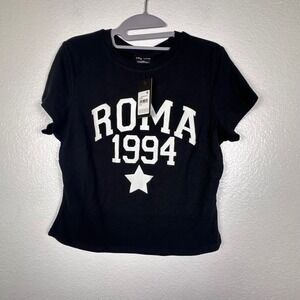 City Chic Roma 1994 Graphic Tee Black Short Sleeve T-Shirt US 12 00222604